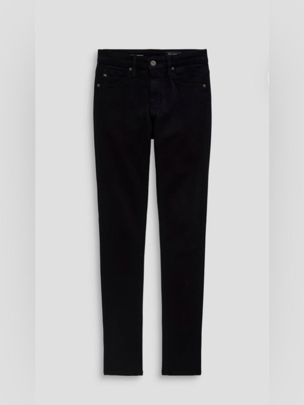 AG The Farrah High-Rise Skinny Raw Hem Black Jeans